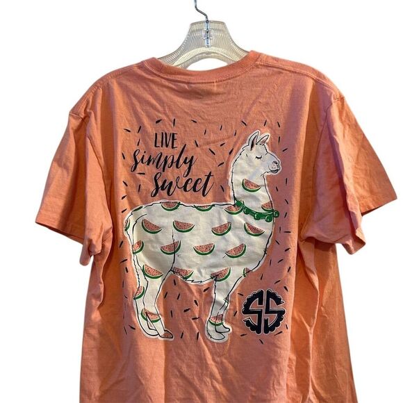 Simply Southern Women's M Pink Short Sleeve T-Shirt Casual Spring Llama - Picture 9 of 10